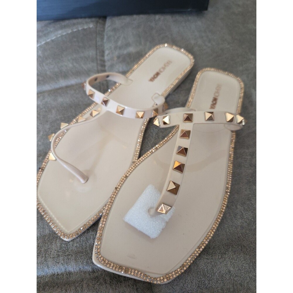 Fashion Nova Wish You Well Flat Sandals Size 10 Color Nude